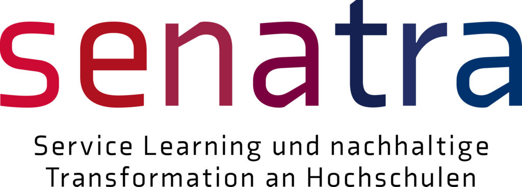 senatra – Service Learning und nachhaltige Transformation an Hochschulen (Farb-Logo + Untertitel)